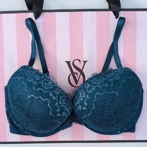Victoria's Secret Teal Lace Bra Dream Angel Push Up Size34DD